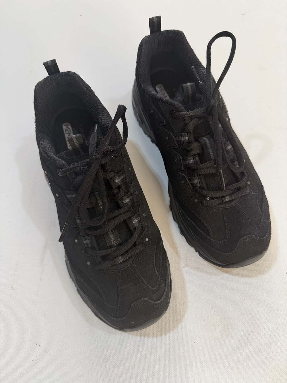 Women Skechers D'Lites Play On Black Leather Sneakers Size 9